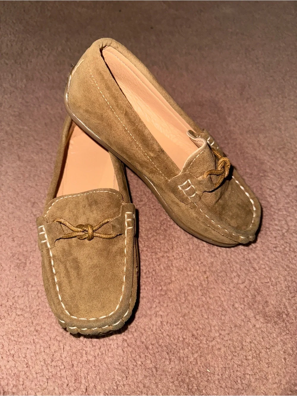 Kids Classic Suede Moccasin Loafers in Tan